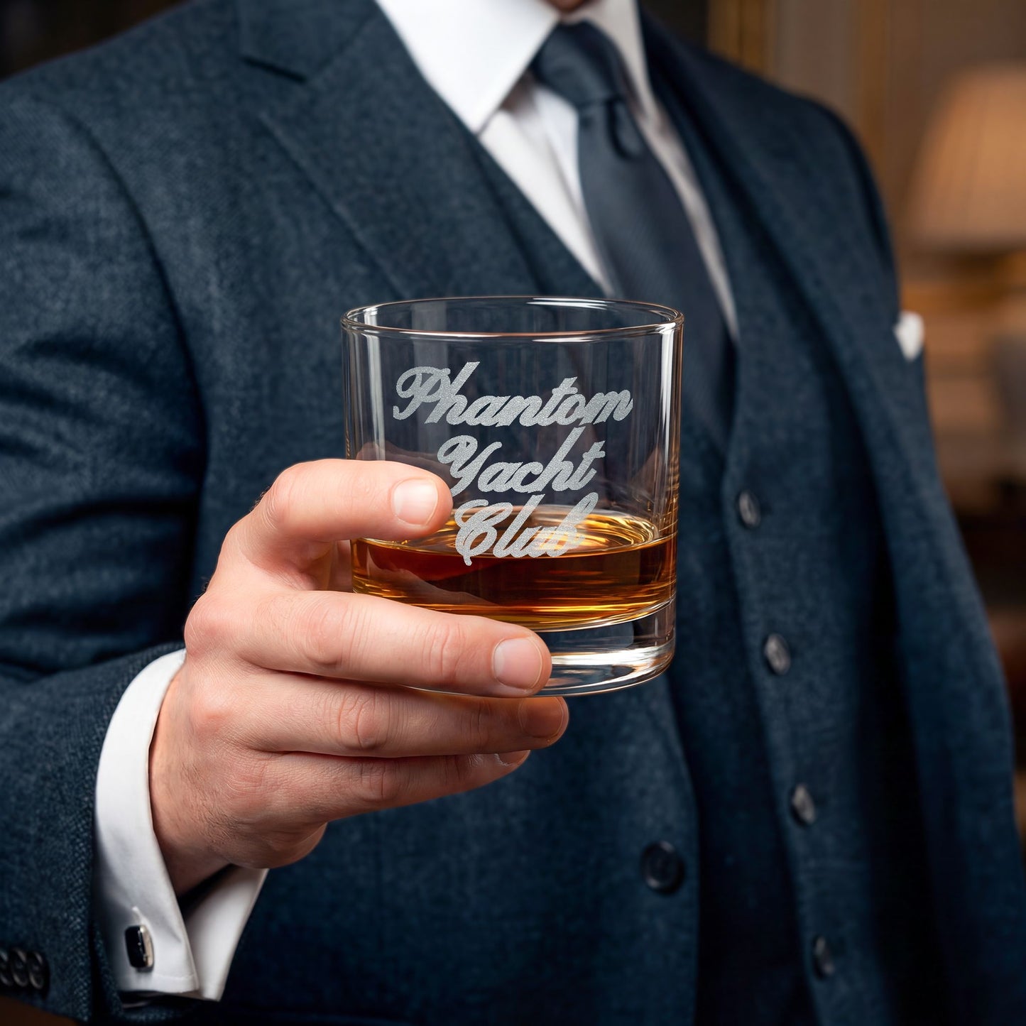 The Phantom Yacht Club Engraved Whiskey Glass